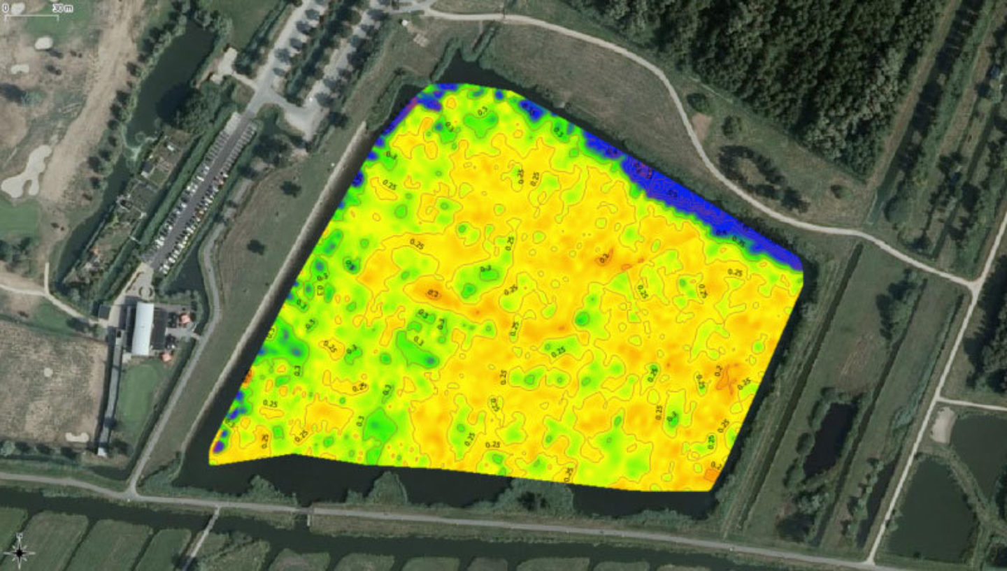 ATKB combineert onderwaterradar en multibeam sonar voor peilingen zwemplas Krimpenerhout