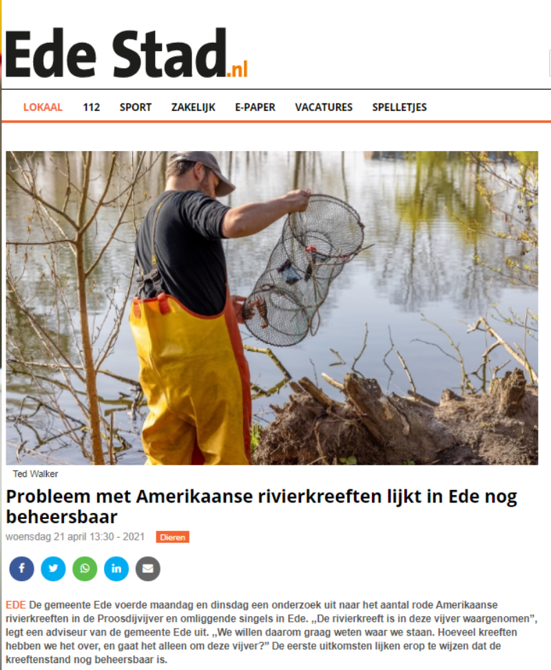 Kreeftenonderzoek in Ede