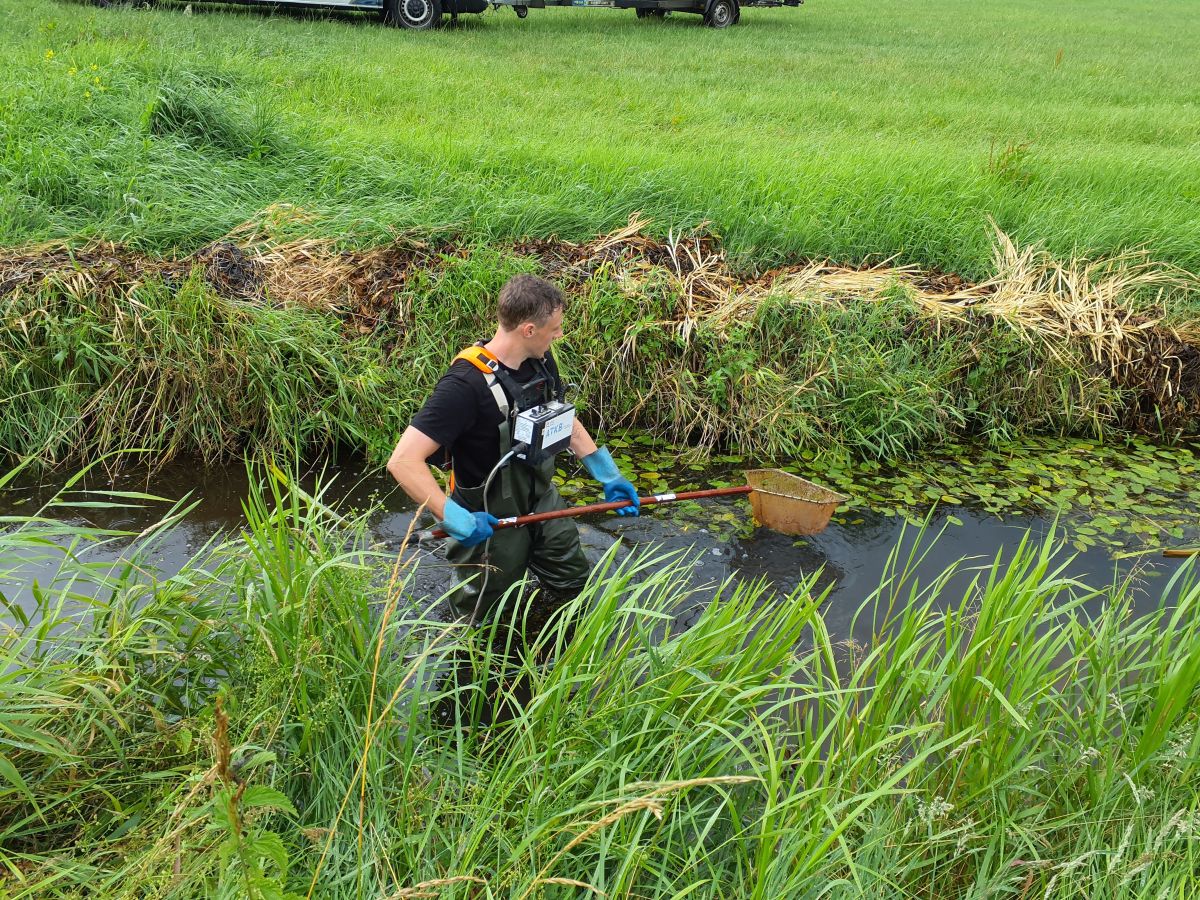 visser met elektrovisapparatuur